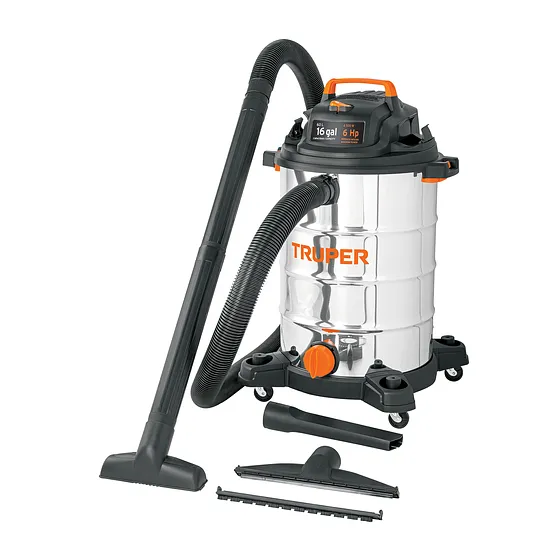 ASPIRADORA 16GL PARA SECO Y MOJADO DE ACERO INOXIDABLE TRUPER