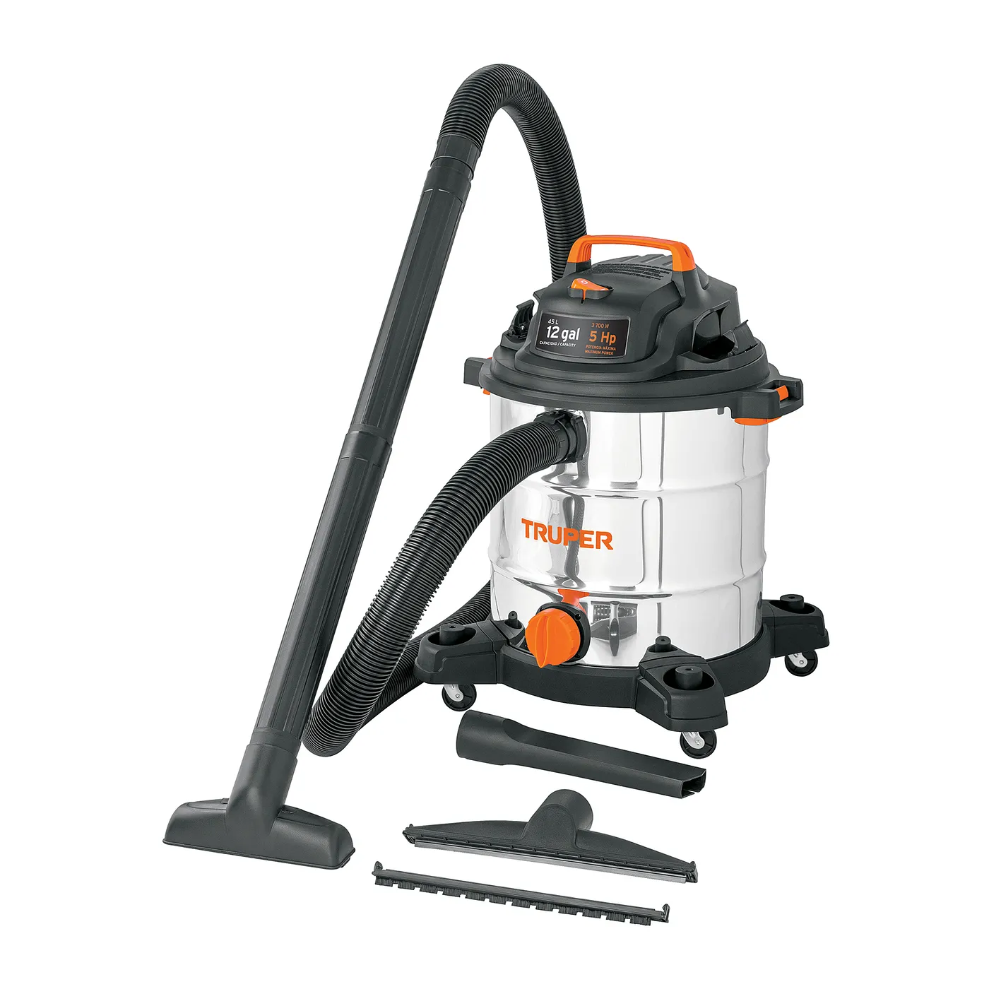 ASPIRADORA 12GL PARA SECO Y MOJADO DE ACERO INOXIDABLE TRUPER