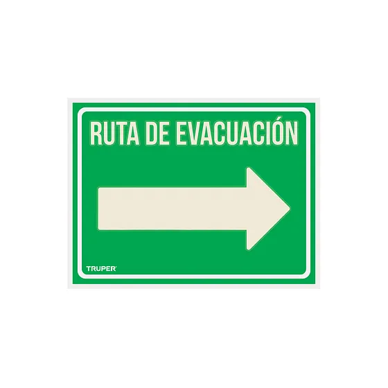 LETRERO "RUTA DE EVACUACION" FLECHA A LA DERECHA TRUPER