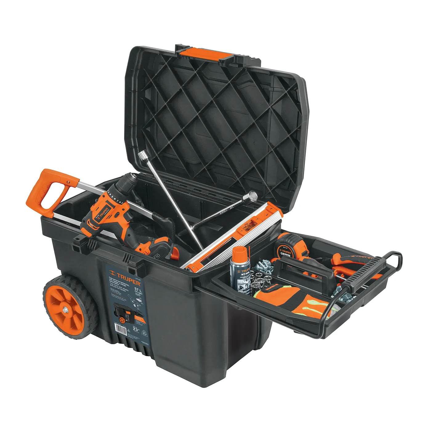 CAJA DE HERRAMIENTAS 23" CON RUEDAS Y MANGO TELESCOPICO TRUPER