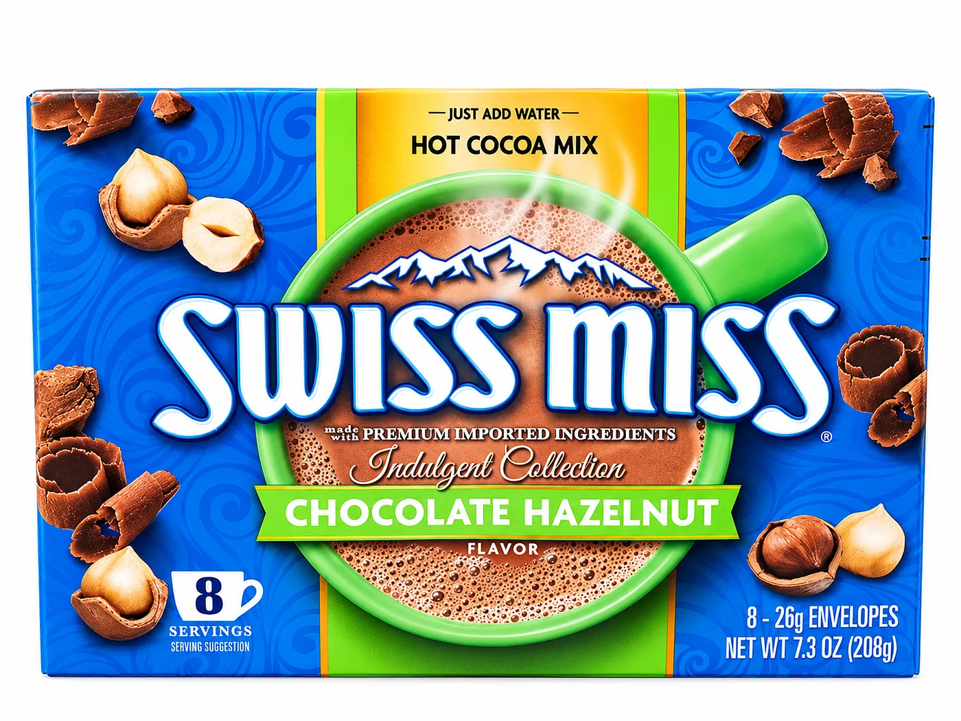 SWISS MISS CHOCOLATE HASELNUT AVELLANA 8/1 PAQ. 208 GR
